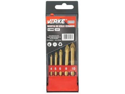 Sada vrtáků do skla a keramiky 4-10 mm, 5 ks VERKE V05039