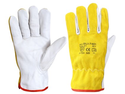 Pracovní rukavice, kozí kůže bílo-žluté vel. 11 (SLI-7401) V50127