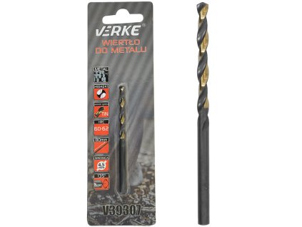 Vrták do kovu HSS s titanovým povlakem 4,5 mm Verke V39307