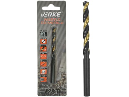 Vrták do kovu HSS s titanovým povlakem 6,5 mm VERKE V39311