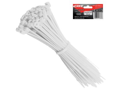 Stahovací pásky 3,6x250 mm bílé 100 ks VERKE V86404