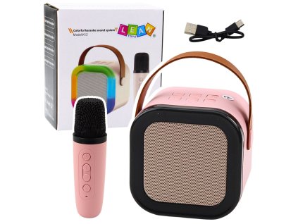 pol pl Zestaw Karaoke Glosnik Mikrofon Bezprzewodowy K12 RGB Bluetooth Rozowy 24548 1