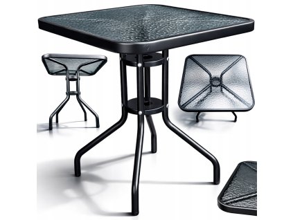 STOLIK BALKONOWY KWADRATOWY SZKLANY NATARAS PATIO BERGAMO 60x60 x 70 cm