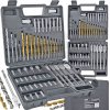 Sada vrtáků a bitů Lopatkové vrtáky a bity pro dřevo a kov v kufru 57 dílů02