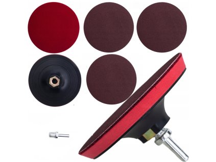 Elastični disk sa čičak-trakom za brusilicu, bušilicu, M14, Ø 125 mm, 3x brusni papir, adapter