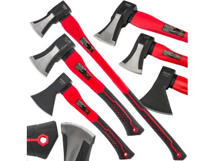 Set sjekira: cjepačka sjekira, tesarska sjekira, drška, 3 komada za cijepanje RTZS0054