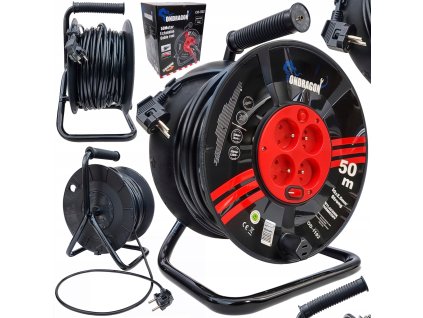 Bubnový prodlužovací kabel 50 m, 3×2,5 mm², 4 zásuvky, IP44, blokace rozvinutí1