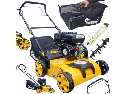 Benzínový aerátor a vertikutátor 3v1 6,5 HP Koš 40 l Kovová konstrukce01