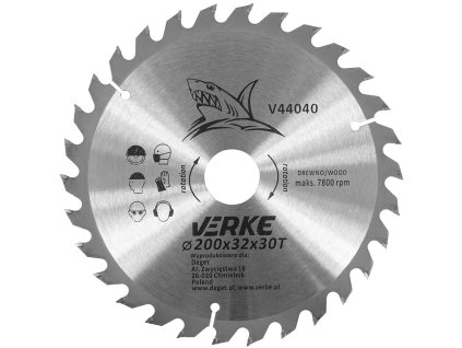 Oštri čelični disk 200 mm, 32 mm, 30 zuba VERKE V44040