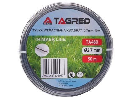 221090 rezaci struna pro benzinovou kosu a vyzinac ctvercova 2 7 mm x 50 m seda zesilena