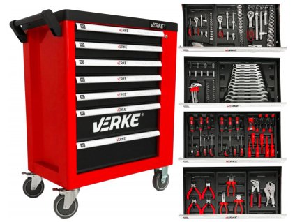 229023 dilensky vozik na naradi 7 1 zasuvek cervena verke v33106