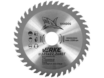 233019 kotouc vidiovy 125 mm x 22 2 mm x 40t verke v44006