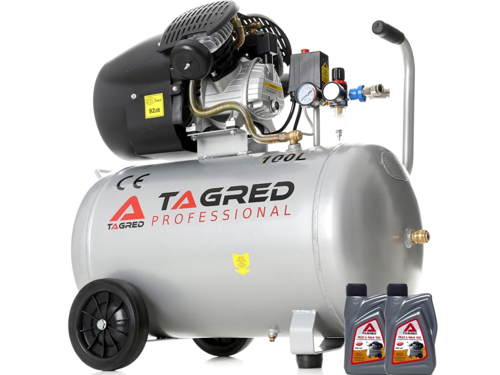 219140 olejovy kompresor tagred 3500w 100l 230v 2 valce separator oleje