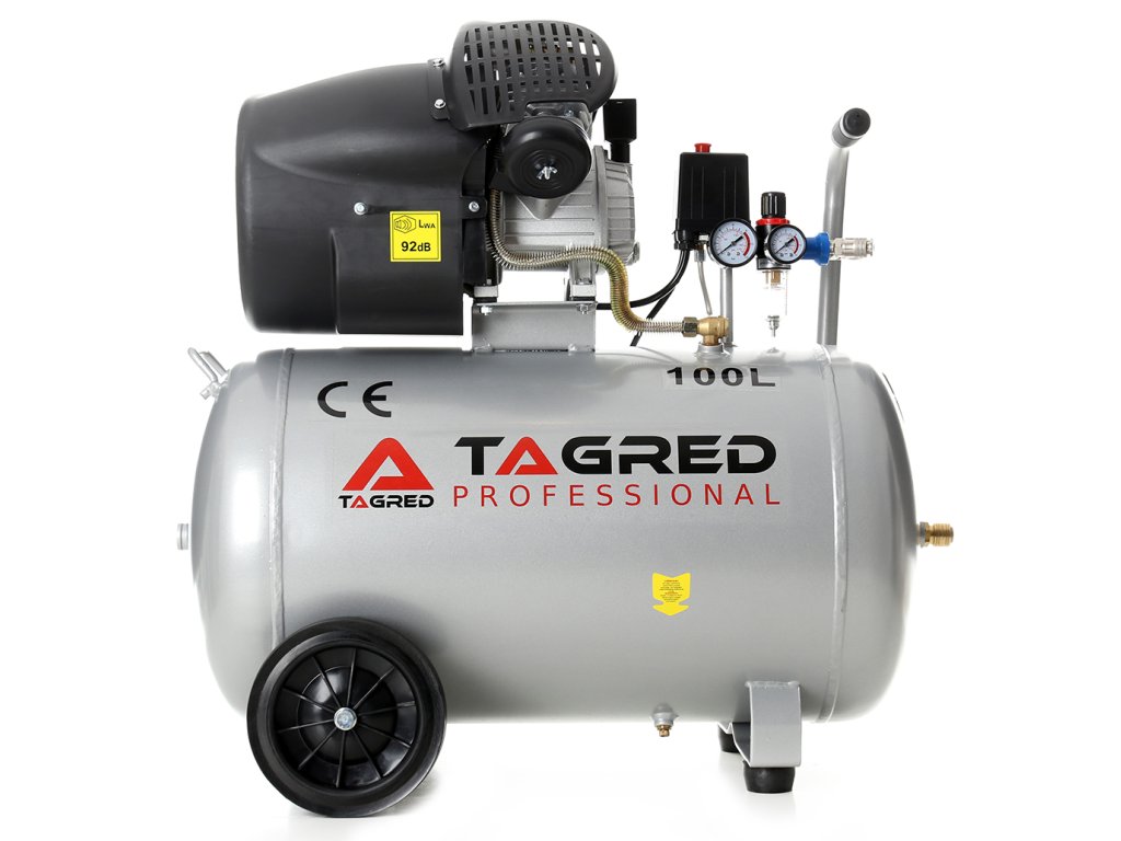 Compresor aer cu ulei TAGRED 3500W 100L 230V 2 cilindri, separator, ulei.
