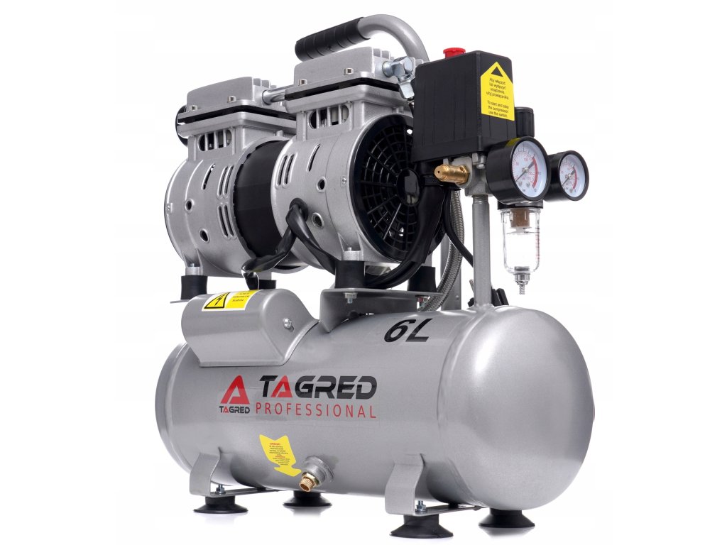 Compresor fără ulei cu două pistoane, 6L compresor TAGRED 550W R2