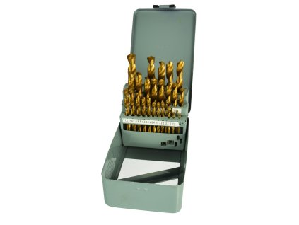 Set de burghie 28 buc 1,5 mm-13 mm HSS TiN GEKO Profi cu cutie metalică G38235