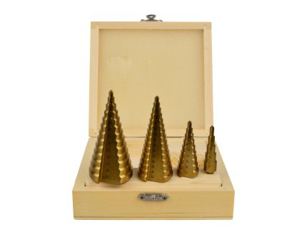Set de burghie conice HSS TiN 4 buc (4-12, 4-20, 4-32, 4-39) G38503