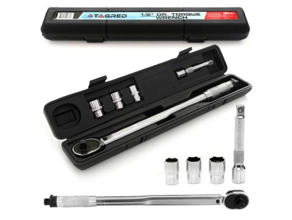 Cheie dinamometrica 1/2" 460mm 28-210 Nm pentru roți cu blocare și adaptoare 17/19/21