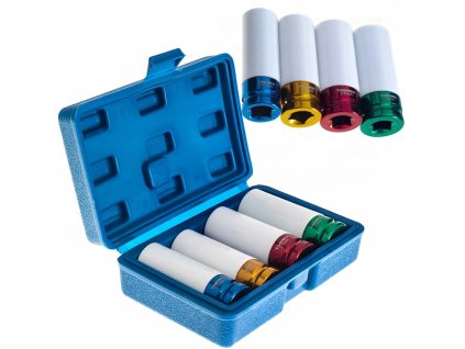 Set de chei tubulare pentru roți din aliaj 17, 19, 21, 22 mm, adaptoare de impact