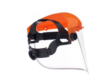 Scut de protecție cu vizor PVC și fixare pe cap