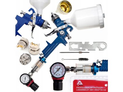 Pistol de vopsit HVLP pentru lăcuire cu regulator, deshidrator și duze