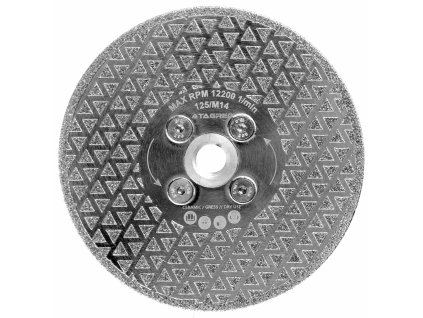 Disc diamantat 2în1 pentru tăiere, polizare plăci ceramice, șanfrenare margini piatră, gresie, ceramică uscat 125 mm M14
