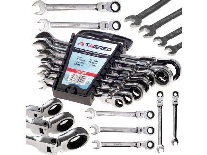 Set de chei combinate cu clichet, flexibile, 8-19mm, 7 piese