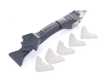 Spatulă și racletă pentru aplicare și îndepărtare etanșare siliconică 3în1, 5 adaptori