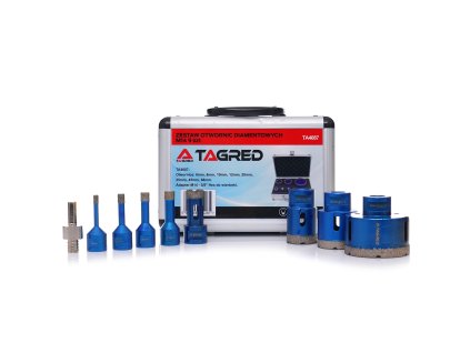 Carote diamantate pentru ceramică, piatră, gresie, faianță 6, 8, 10, 12, 20, 35, 45, 68mm M14, valiză, adaptor, set de 9 bucăți