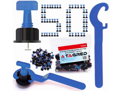 Sistem de nivelare a plăcilor, reutilizabil, pene și cleme, 50 de bucăți