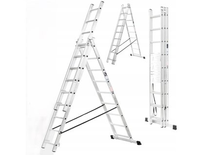 Hliníkový žebřík 3x9 stupňů 150 kg1