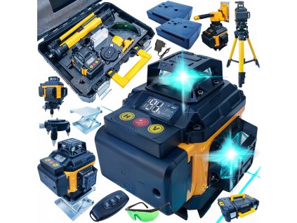 Křížový laser 4D 360° samonivelační se stativem zelený01