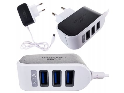 Univerzální USB nabíječka s kabelem a třemi porty1