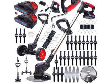 Aku strunová sekačka na kolech 36V 2x baterie 90–133 cm Li Ion kovové i plastové nože01