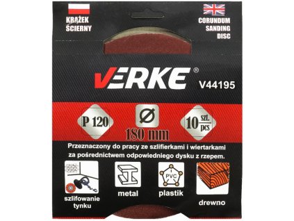 Disc abraziv 180 mm P120, 10 buc VERKE V44195