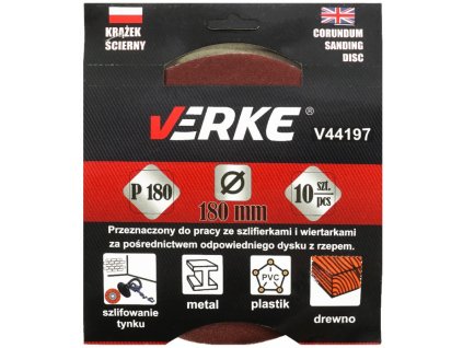 Disc abraziv 180 mm P180, 10 buc, Verke V44197