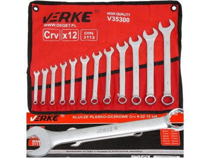 Set chei combinate 12 buc 6-22 mm satin cu carcasa Verke V35300