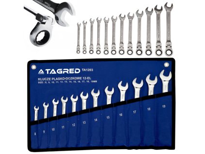 220103 sada klicu ockoplochych s kloubem racnou 12 ks 8 19 mm v pouzdre crv kovane kalene