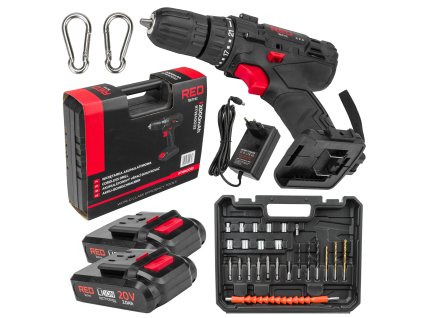 223421 aku vrtacka lcd 2x baterie 20v red technic rtwa0033