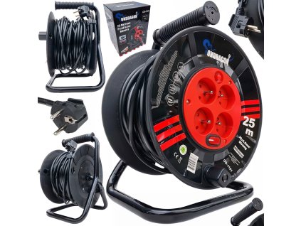 Bubnový prodlužovací kabel 25 m, 3×2,5 mm², 4 zásuvky, IP44, blokace rozvinutí1 (1)