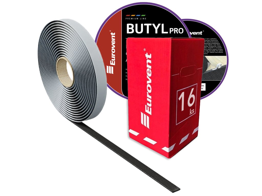 15mm x 25m (1mm hr.) - 1 Kartón (16ks) - Butylová páska pro spojování produktů na bázi plastů - Oboustranná BUTYL