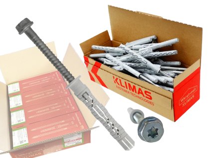 12x230mm KPR-FAST - 1 Karton (4x25ks) - Rámové hmoždinky se plochým límcem a šroubem se 6HR hlavou, TX40/SW13