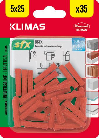 5x25mm - 35 ks - Uzlovací hmoždinka bez vrutu, BSFX