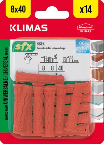8x40mm - 14 ks - Uzlovací hmoždinka bez vrutu, BSFX