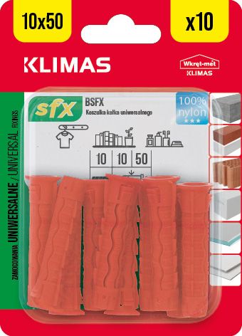 10x50mm - 10 ks - Uzlovací hmoždinka bez vrutu, BSFX