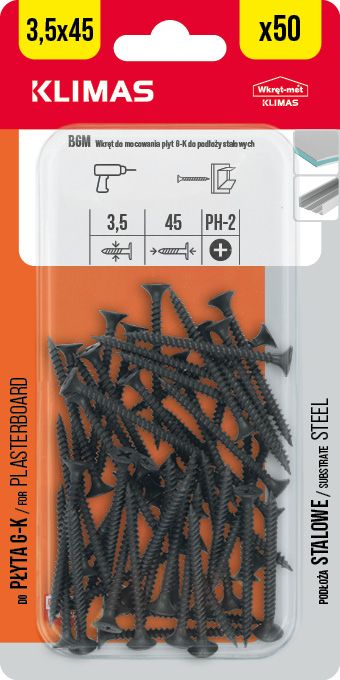 3,5x45mm - 50 ks - Vrut do sádrokartonu a kovu, BGM