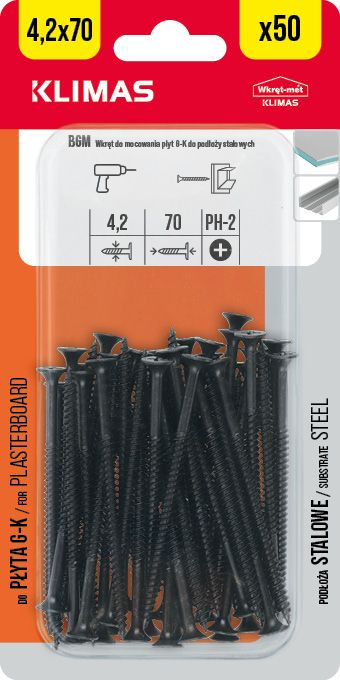 4,2x70mm - 50 ks - Vrut do sádrokartonu a kovu, BGM