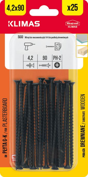 4,2x90mm - 25 ks - Vrut do sádrokartonu a dřeva, BGD