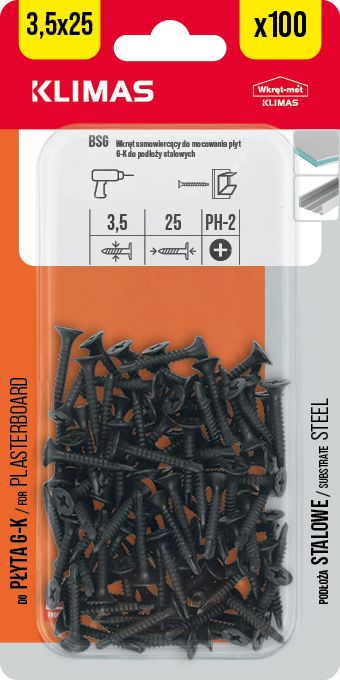 3,5x25mm - 100 ks - Samovrtný vrut do sádrokartonu a kovu, BSG