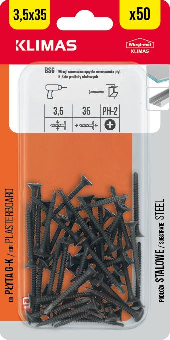 3,5x35mm - 50 ks - Samovrtný vrut do sádrokartonu a kovu, BSG